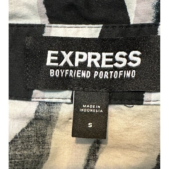 Express Women Size S Zebra Print Boyfriend Poplin Portofino Shirt Career - Picture 7 of 13